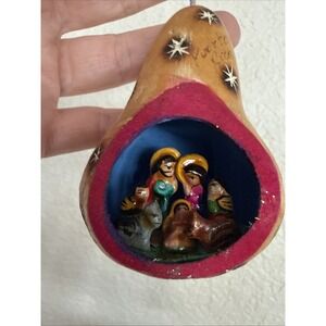 Handcrafted Gourd Christmas Nativity Scene Ornament